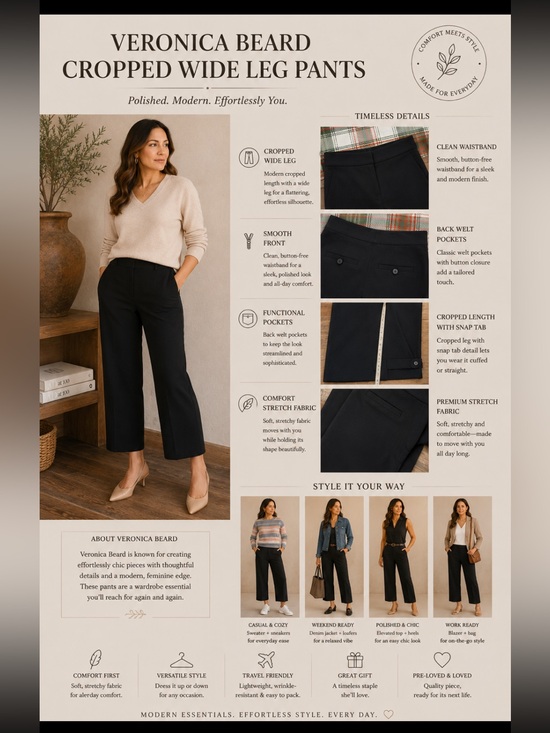 Veronica Beard Pants - Veronica Beard Women's Black Cropped Wide Leg Pant